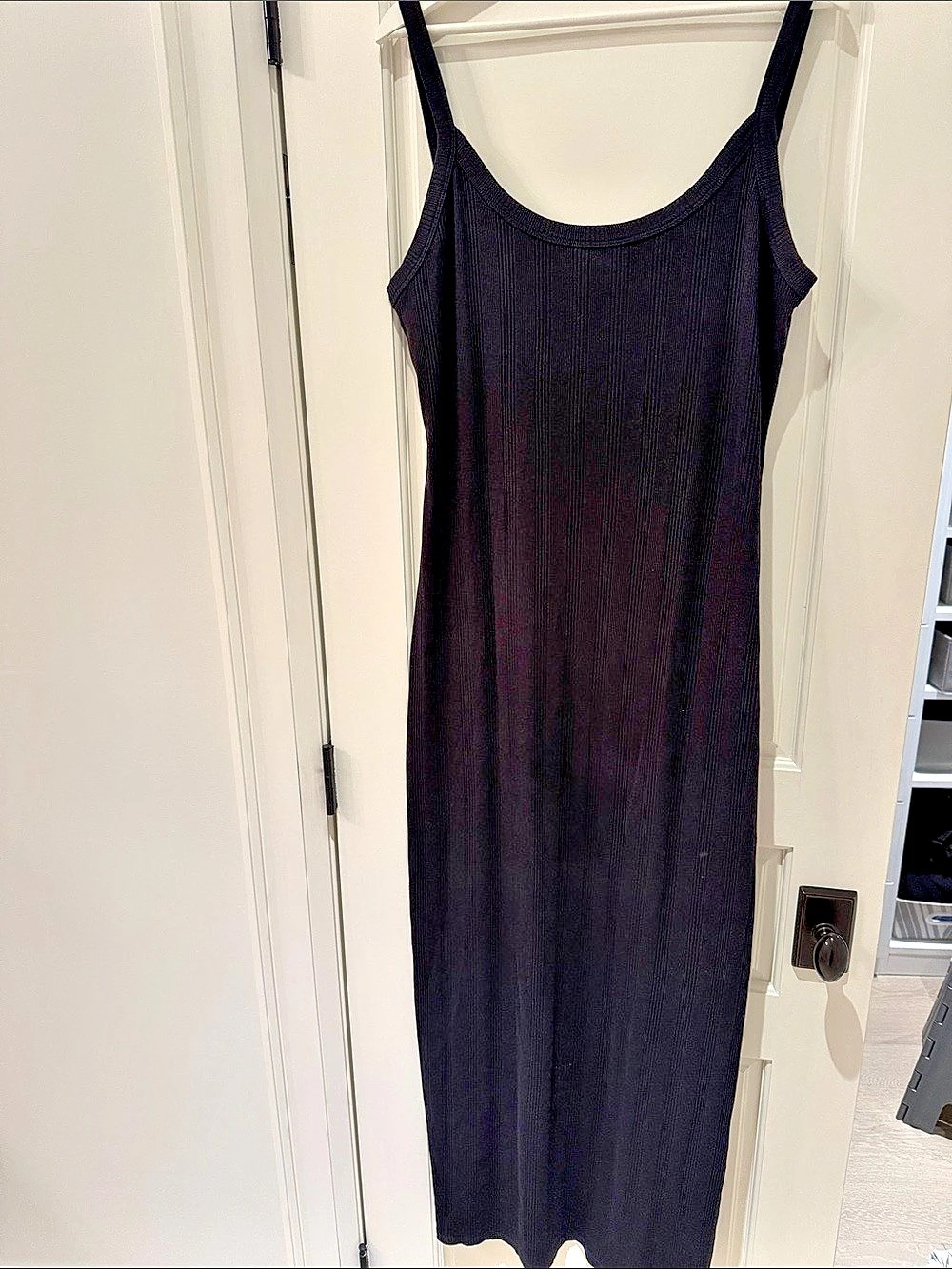 Aerie Real Soft Stretch Bodycon Maxi Dress Ribbed Midi Dress in Black Size XL